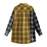 Women T-shirt Autumn Women Clothing Plaid Loose Casual Top Shirt