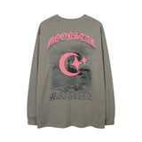Men Long Sleeve Shirt Gothic Puff Print Couple Long Sleeve Bottoming T-shirt Men and Women