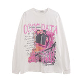 Men Long Sleeve Shirt Vintage Floral Print Long Sleeves Bottoming T-shirt Men and Women Loose