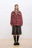 Unisex Jacket Autumn Woven Red Plaid Jacket Women's Clothing