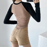 Women T-Shirt Long-Sleeved T-shirt Women's round Neck Bottoming Shirt Top