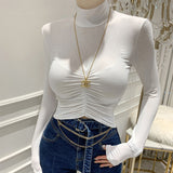 Women Long Sleeve Shirt Short Bottoming Shirt Long Sleeve