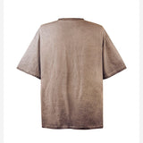 American vintage street T-shirt retro men's summer loose cotton five-quarter sleeves