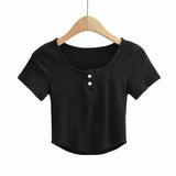 Women T-shirt Summer round Neck Short Sleeves Slim Fit Women T-shirt