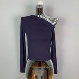 Women Long Sleeve Shirt Diagonal Collar Long Sleeve Spring and Autumn