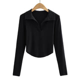 Women T-Shirt Spring Long Sleeve Polo Short T-shirt