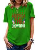 Women's Independence Day T Shirt Pattern Printed Short-Sleeved T-shirt