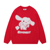 Women Sweater Cinnamoroll Babycinnamoroll Jacquard round Neck Sweater Loose Long Sleeve Autumn and Winter