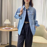 Women T-shirt Denim Shirt Women's Long Sleeve Spring Loose