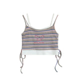 Women Vest Color Striped Vest Girls Summer Casual Short Sling