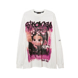 Men Long Sleeve Shirt Printed Long Sleeve T-shirt Men and Women Dark Style Couple Wear
