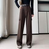 Palazzo Pants Retro Wide-Leg Pants Women's Casual Solid Color High Waist
