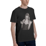 Vintage Finger T-Shirts for Men Crewneck Cotton T Shirt