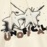 Men Hoodie Flocking Embroidered Five-Pointed Star Hooded Sweater