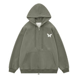 Men Hoodie Butterfly Printed Hoodie Men's Two-Way Zipper Cardigan Sweater Spring and Autumn