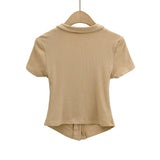 Women T-Shirt Summer Women's Retro Tight Short Short Sleeve T-shirt