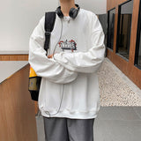 Men Hoodie round Neck Sweater Men's Autumn Hong Kong Style Loose