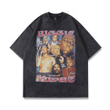 Men T Shirt Vintage Portrait Printing Distressed Short-Sleeved T-shirt Men's Loose