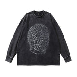 Men Long Sleeve Shirt Printed Distressed Long Sleeve T-shirt Men and Women Couple Base Tee