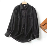 Women T-Shirt Casual Denim Shirt Jacket Autumn Washed Jacket Loose