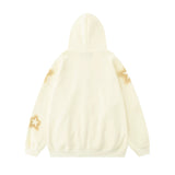 Men Hoodie Pentagram Printed Hooded Jacket Two-Way Zipper Cardigan Sweater