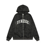Men Hoodie Graffiti Hooded Coat Punk Hip Hop Loose Embroidered Letter Cardigan Sweater Spring and Autumn