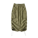 Women Skirt Retro Workwear Denim Long Skirts Female Spring and Autumn Skirt