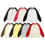 Men Hoodie Raglan Sleeve round Neck Sweater Men's Spring and Autumn Loose Casual