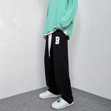 Men Sweatpants Waffle Pants Men's Spring Straight Wide Leg Casual