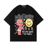 Men T Shirt Rose Print Couple Casual Street All-Match Short-Sleeved T-shirt Men