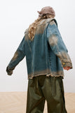 Unisex Jacket Autumn Ruffled Stand Collar Denim Jacket Women's Clothing