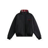Unisex Jacket Women's Winter Red Plaid Stand Collar Two-Sided Clothing