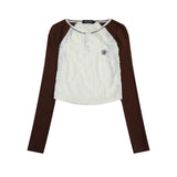 Women Long Sleeve T-Shirt Ripped Short-Sleeved T-shirt Girls Slim Design