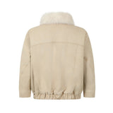 Unisex Down Jacket Men's Winter Fur Collar Denim Cotton