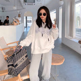 Palm Angle Hoodie Palm Angels Black and White Embroidered Hoodie Men and Women