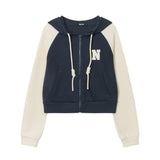 Women Hoodie Color Matching Cropped Hoodie Girls Autumn Leisure Sports