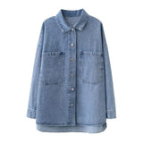 Women T-shirt Denim Jacket Women's Spring and Autumn Loose Long Sleeve Top