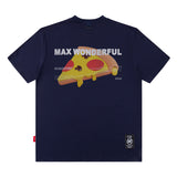 Men T Shirt Pizza Printed Short-Sleeved T-shirt Men and Women Loose