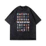 Men T Shirt Printed Distressed Short-Sleeved T-shirt Men and Women Vintage