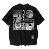Men's T Shirt Short-Sleeved T-shirt Men's and Women's High Street Loose round Neck Print