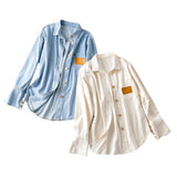 Women T-shirt Denim Long Sleeve Shirt Women Loose, Simple and All-Matching
