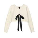 Women Sweater Short Sweater Girls Autumn Casual Twist Long Sleeve