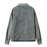 Men Denim Jacket Men's Spring and Autumn Denim Polo Shirt Top