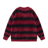 Men Long Sleeve Shirt Navy Fur Striped Knitted Couple's Tops All-Match Sweater for Men and Women