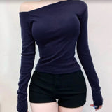 Women Long Sleeve Shirt Diagonal Collar Long Sleeve Spring and Autumn