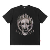 Men T Shirt Vintage Space Print Short Sleeve T-shirt for Men and Women Hip Hop Loose