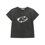 Women T-shirt Printed Distressed Short-Sleeved T-shirt for Women O-neck Short