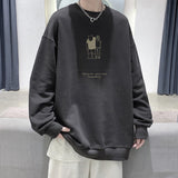 Men Hoodie Sweater Men's Autumn Loose Hong Kong Style round Neck Bottoming Shirt
