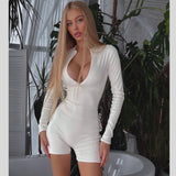 Women Jumpsuit Crew Neck Long Sleeve Shorts Women's Jump Suit