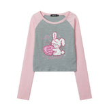 Women Long Sleeve T-Shirt Long Sleeve T-shirt for Girls Fall Color-Blocking Casual Short